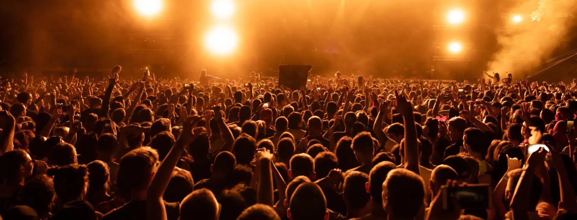 Público en un concierto bajo luces cálidas